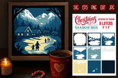 Christmas scene Shadow Box Laser Cut 3D Layered Papercut Product Image 2