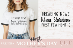 First Mothers day svg cut file being used as a funny retro t-shirt gift print