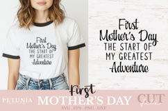 First Mothers day svg cut file being used as a funny retro t-shirt gift print