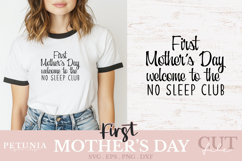 First Mothers day svg cut file being used as a funny retro t-shirt gift print
