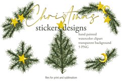 Christmas tree stickers Printable designs Watercolor clipart Product Image 1