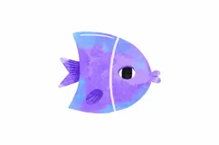 of blue fish. Underwater sea life. Ocean. Hand drawn Product Image 3
