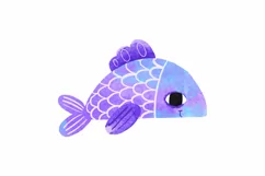 of blue fish. Underwater sea life. Ocean. Hand drawn Product Image 4