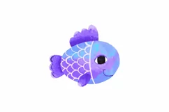 of blue fish. Underwater sea life. Ocean. Hand drawn Product Image 6