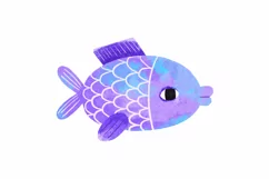 of blue fish. Underwater sea life. Ocean. Hand drawn Product Image 7
