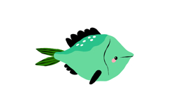 Cute Cartoon Ocean Fish Clipart, Sea Animal Set Product Image 8