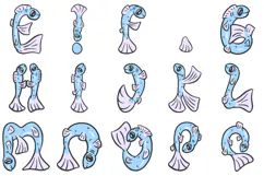 Fish Alphabet Lettering Font Sea Fishing ABC PNG SVG Type Product Image 3