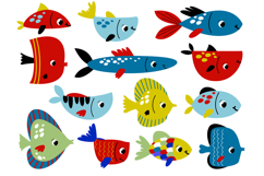Hand-Drawn Colorful Ocean Fish Clipart Sea Beach Product Image 1