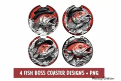 Fishing Car Coaster PNG | Ocean Fish Round Sublimation Product Image 1