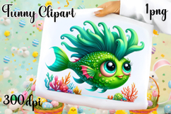 Watercolor baby golden fish clipart. Cute fish illustrations Product Image 1