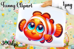 Watercolor baby golden fish clipart. Cute fish illustrations Product Image 1