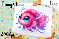 Watercolor baby golden fish clipart. Cute fish illustrations Product Image 1