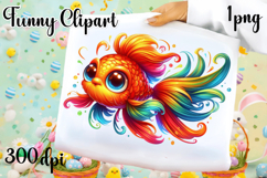 Watercolor baby golden fish clipart. Cute fish illustrations Product Image 1