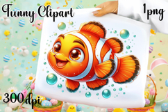Watercolor baby golden fish clipart. Cute fish illustrations Product Image 1