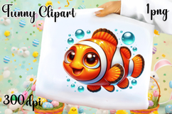 Watercolor baby golden fish clipart. Cute fish illustrations Product Image 1