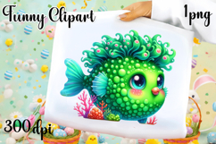 Watercolor baby golden fish clipart. Cute fish illustrations Product Image 1