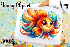 Watercolor baby golden fish clipart. Cute fish illustrations Product Image 1