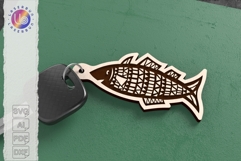 Fish Keychain Laser Cut File, Engraved Marine Keyring SVG Product Image 1