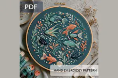 Ocean Fish Hand Embroidery Pattern PDF, Coastal Sea Life Emb Product Image 1