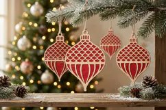 Fish Scale Petals Christmas Ornament SVG Wood Laser Cut Product Image 1