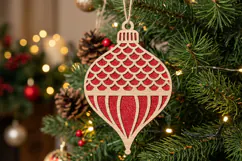 Fish Scale Petals Christmas Ornament SVG Wood Laser Cut Product Image 2