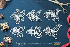 Papercut Set of Cute Fishes, Laser Cut Fish Templates Product Image 1