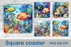 Square coaster sublimation bundle design, sunflower sublimation design, coaster PNG bundle, summer square coaster bundle.