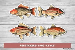 Watercolor Fish Stickers | Vintage Fishing Printable Clipart Product Image 1