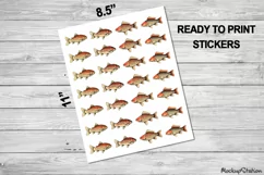 Watercolor Fish Stickers | Vintage Fishing Printable Clipart Product Image 2