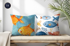 Fish with Umbrella Fins Watercolor Seamless Digital Paper Product Image 2