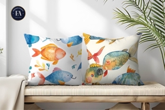 Magical Umbrella Finned Fish Watercolor Seamless Paper Product Image 2