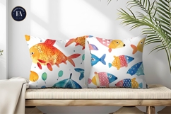 Fish with Umbrella Fins Watercolor Seamless Digital Paper Product Image 2