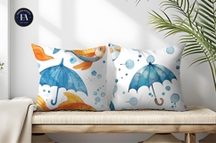 Magical Umbrella Finned Fish Watercolor Seamless Paper Product Image 2