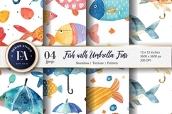 Fish with Umbrella Fins Watercolor Seamless Digital Paper Product Image 1
