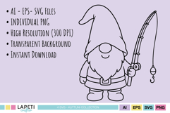 fishing gnome coloring pages outline