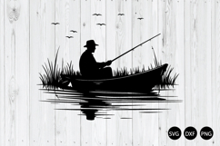 Fisherman In Boat SVG, Fishing SVG, Man Fishing SVG Product Image 1