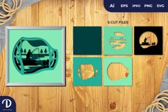 3D Shadowbox Fishing on The Lake Layered Papercut Product Image 1