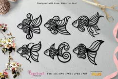 Papercut Set of Cute Fishes, Laser Cut Fish Templates Product Image 3