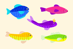 Cute Fishes Illustration bundles | 5 Fishes Product Image 2