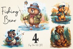 Fishing Bear Watercolor Sublimation Bundle Product Image 1