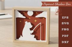 Fishing Bear Paper Cutting Shadow Box Product Image 1