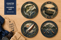 fathers day coaster, dad coaster, fisherman coaster Product Image 1