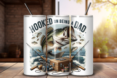 Fishing Dad Tumbler Wrap PNG, 20oz Skinny Sublimation Design Product Image 1