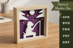 Fishing Dog Paper Cutting Shadow Box Product Image 1