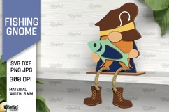 Fishing Gnome Laser Cut. Decorative Wooden Gnome SVG Product Image 1