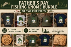 Father’s Day Fishing Gnome SVG Bundle, Dad Fishing svg, Product Image 1