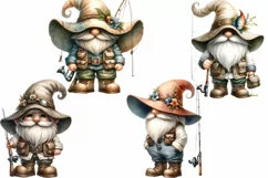 Fishing Gnomes Clipart Watercolor PNG Product Image 2