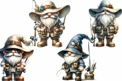 Fishing Gnomes Clipart Watercolor PNG Product Image 2