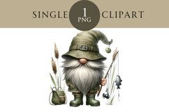 Fishing Gnome Clipart PNG Single Image Product Image 1