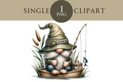 Fishing Gnome Clipart PNG Single Image Product Image 1